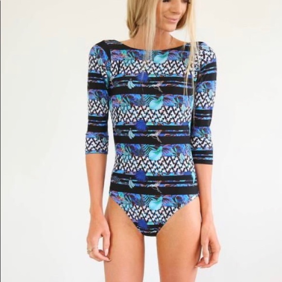 stylish swimwear Other - One Piece Blue Patterned Swimsuit